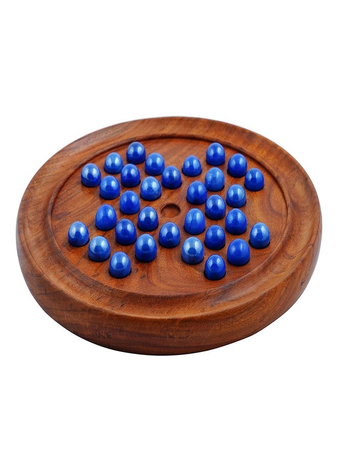 TOOLARTâ„¢ Wooden Solitaire Board Game in with Glass Marbles Brain-vita Unique Game 9" - Best Gift for Kids, Teens & Adults Made in India (RH_Solitaire_3) - Image 1